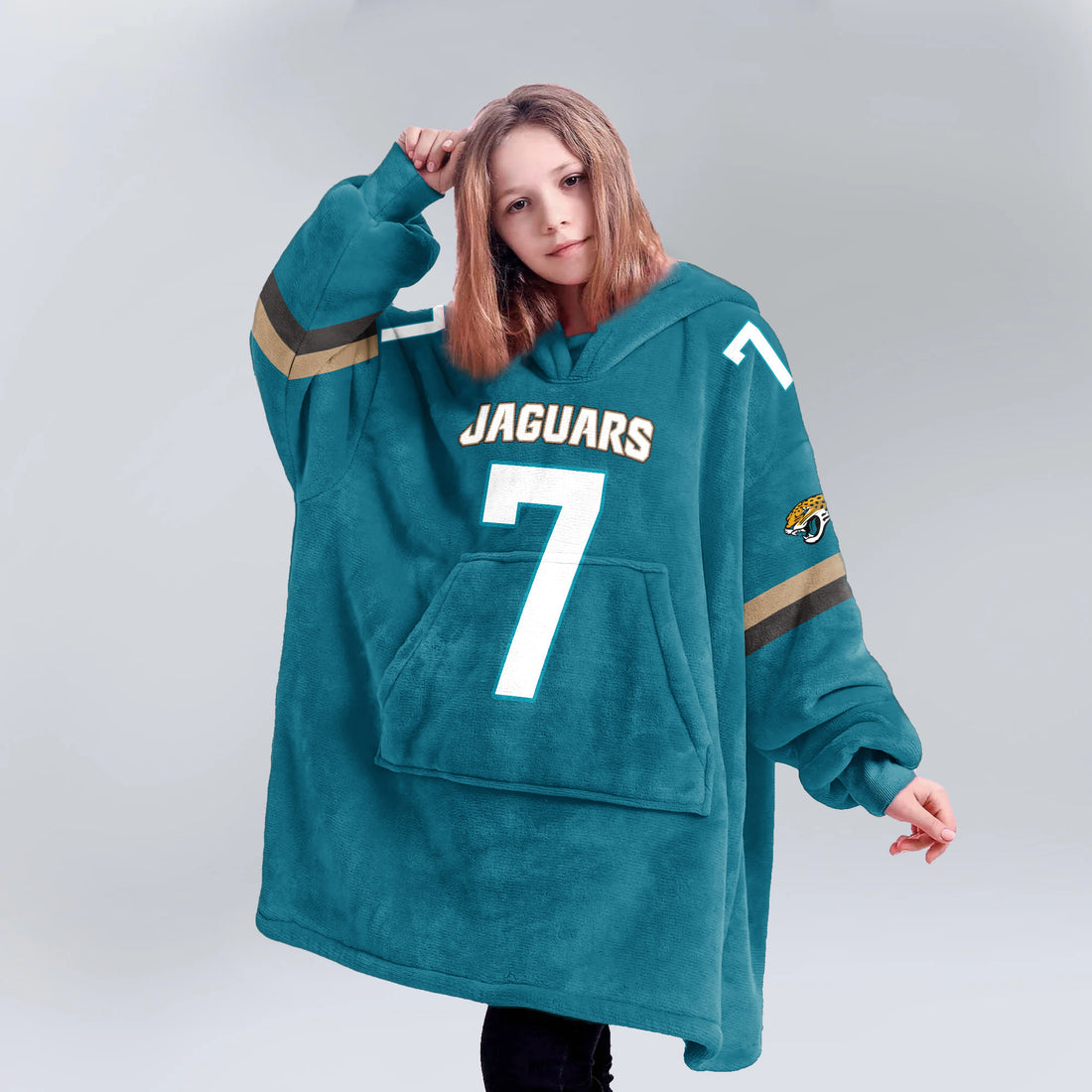 Kid 7 Jacksonville Football Unisex Blanket Hoodie