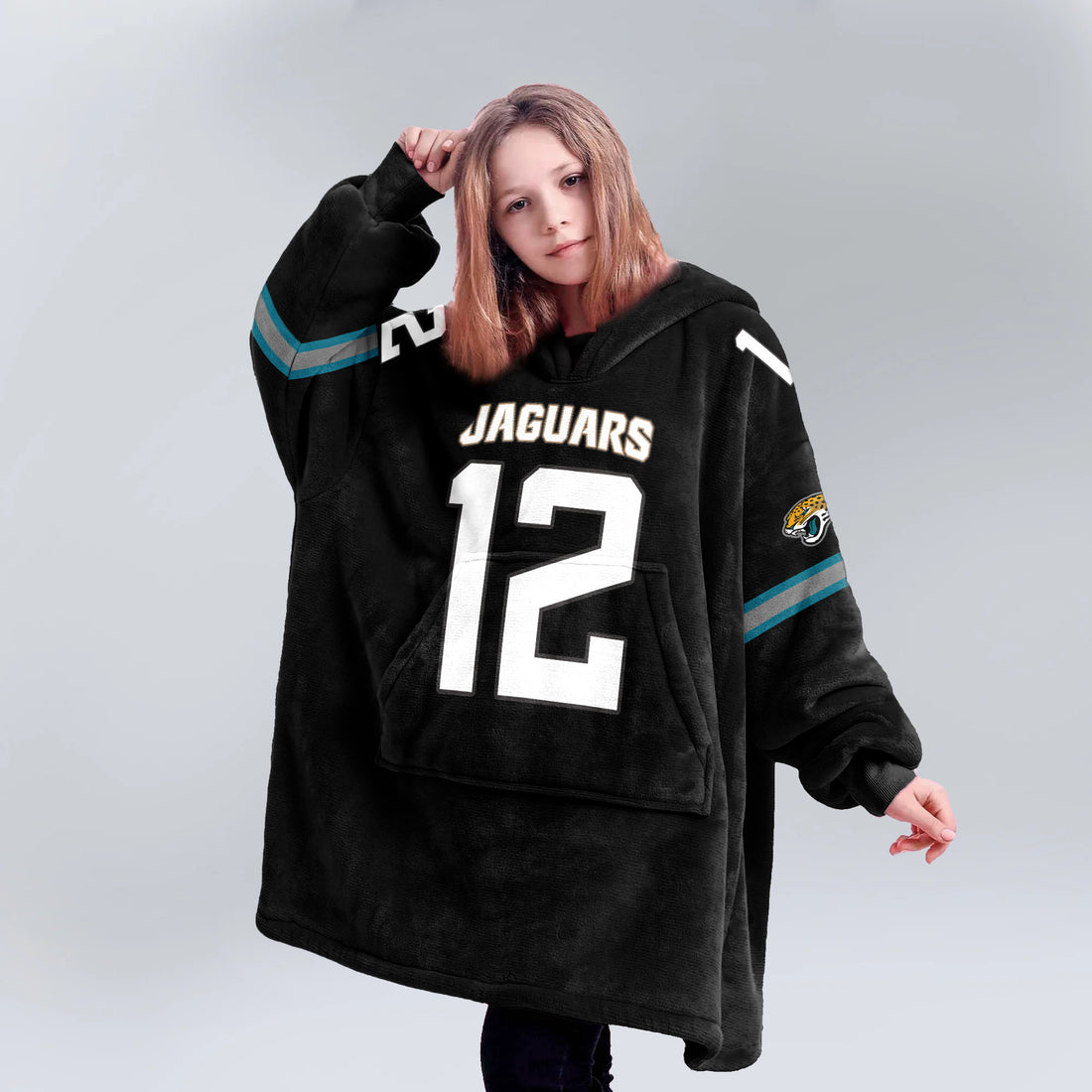 Kid 12 Jacksonville Football Unisex Blanket Hoodie