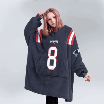 Kid 8 New England Football Unisex Blanket Hoodie
