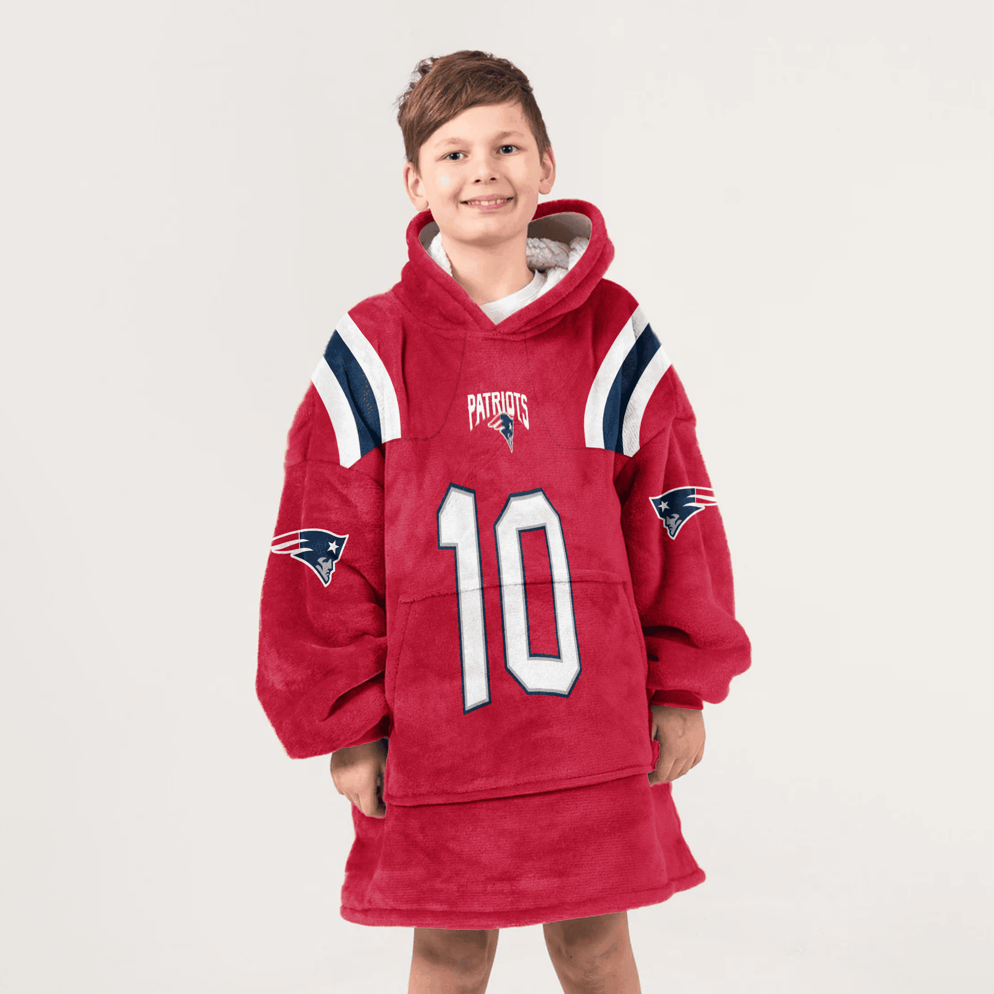 Kid 10 New England Football Unisex Blanket Hoodie