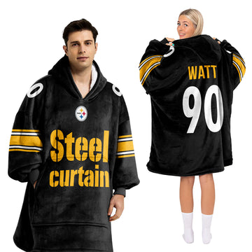 Steel Curtain 90 Pittsburgh Football Unisex Blanket Hoodie