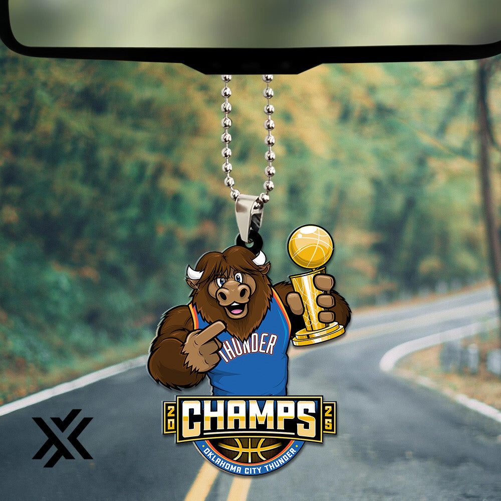 Oklahoma City Thunder 2025 NBA Champions Custom shape 2-sided Acrylic Car Ornament