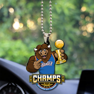 Oklahoma City Thunder 2025 NBA Champions Custom shape 2-sided Acrylic Car Ornament