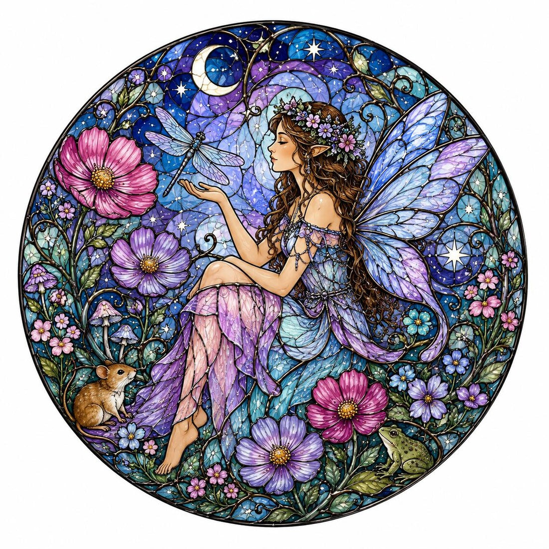 Fairy Suncatcher Window Hanging, Stained Glass Style Fairy Home Decor, Cottagecore Window Art, Magical Fairy Lover Gift
