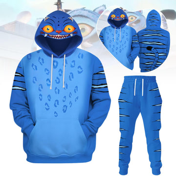 Derpy Tiger Costume Hoodie Jogger Sets, Kpop Demon Hunters Costume Hoodie, Blue Tiger Sweatshirt, Huntrix Kpop Movie Cosplay Outfits