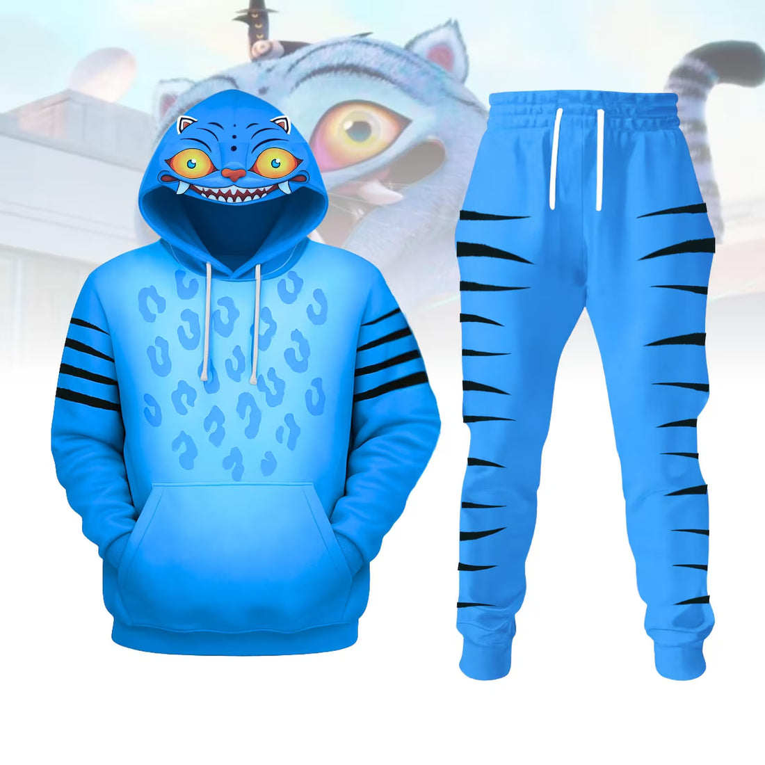 Derpy Tiger Costume Hoodie Jogger Sets, Kpop Demon Hunters Costume Hoodie, Blue Tiger Cosplay Jogger, Huntrix Kpop Movie Cosplay Outfit