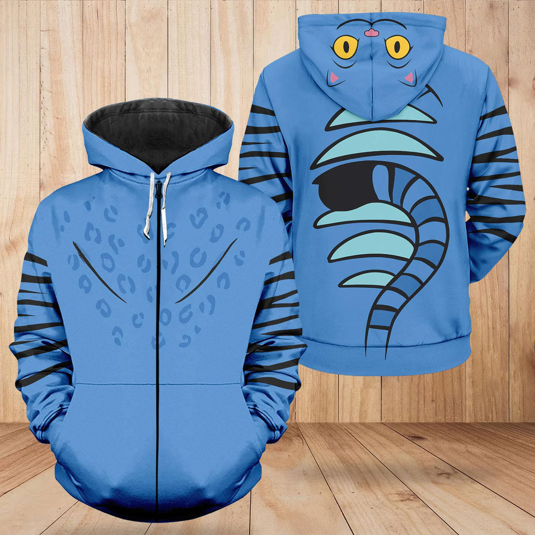 Derpy Tiger Costume 3D Hoodie, Kpop Demon Hunters Costume Hoodie, Blue Tiger Cosplay Sweatshirt, Huntrix Kpop Movie Cosplay Outfit