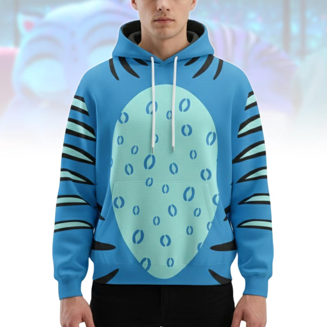 Kpop Demon Hunters Tiger Costume Hoodie Jogger, Derpy Tiger Cosplay Hoodie, Derpy Tiger Costume Hoodie, Blue Tiger, Halloween Costume