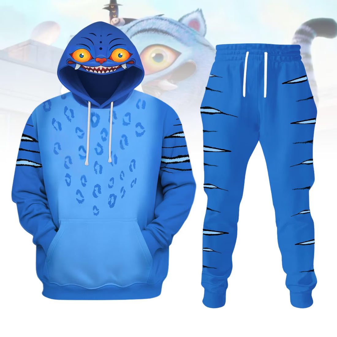 Derpy Tiger Costume Hoodie Jogger Sets, Kpop Demon Hunters Costume Hoodie, Blue Tiger Sweatshirt, Huntrix Kpop Movie Cosplay Outfits-1