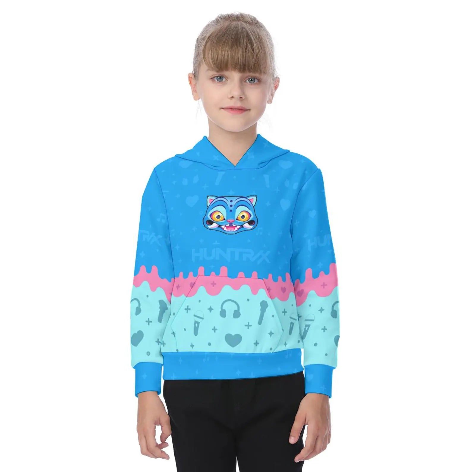 Kids Derpy Tiger Kawaii Cat Ear Hoodie Kpop demon hunters -Inspired Pastel Anime Streetwear
