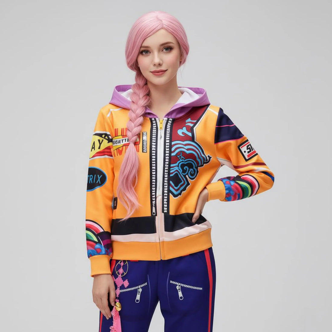 Rumi Cosplay Costume Set, Halloween K-pop Demon Hunters Outfit Set, Rumi Huntrix Kpop Hoodi, Cosplay Demon Hunter Jogger