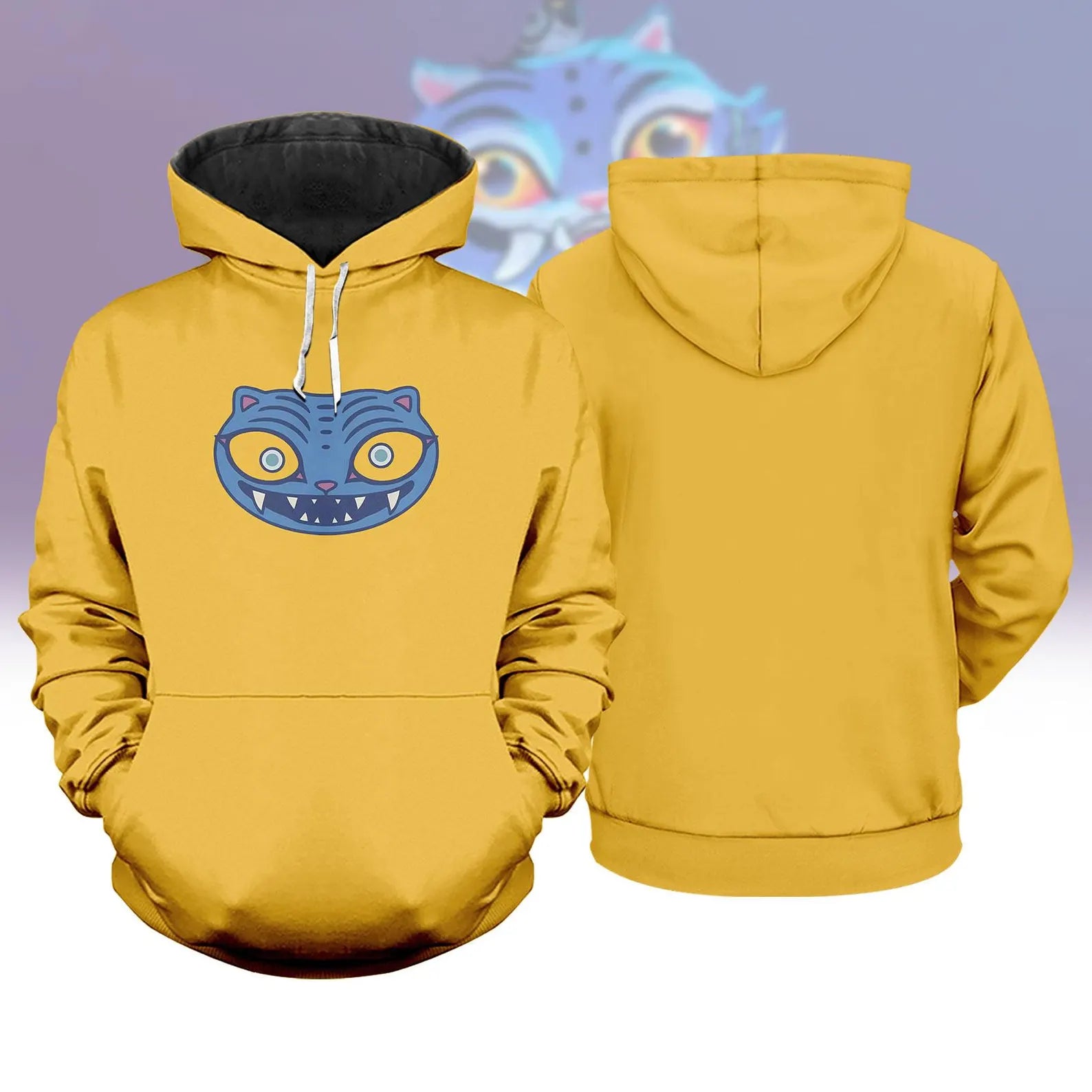 Kpop Demon Hunters Zoey Women Yellow Derpy Tiger Hoodie Cosplay Costume, Zoey Sweatshirt, Huntrix Saja Girls Tee,Halloween Gift For Her