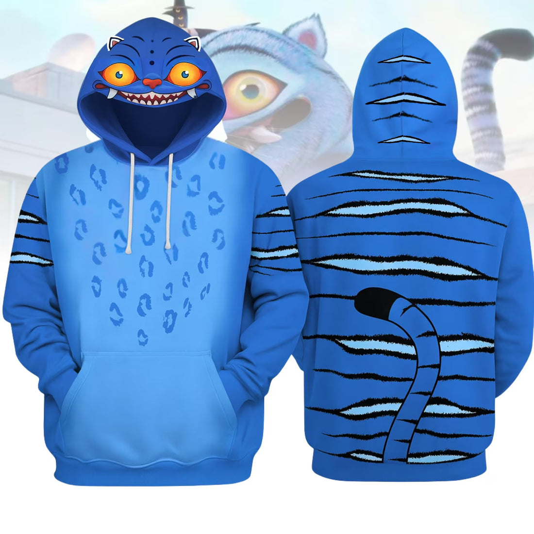 Derpy Tiger Costume Hoodie Jogger Sets, Kpop Demon Hunters Costume Hoodie, Blue Tiger Sweatshirt, Huntrix Kpop Movie Cosplay Outfits