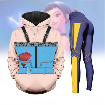 Kpop Demon Hunter Zoey Costume Hoodie, Zoey Flower Cosplay Legging For Women, Halloween Costume Huntrix Shirt Pants Set