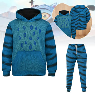 Derpy Tiger Costume Printed Hoodie Jogger Sets, Kpop Demon Hunters Costume Hoodie, Tiger Cosplay Set, Huntrix Kpop Movie Cosplay Outfit