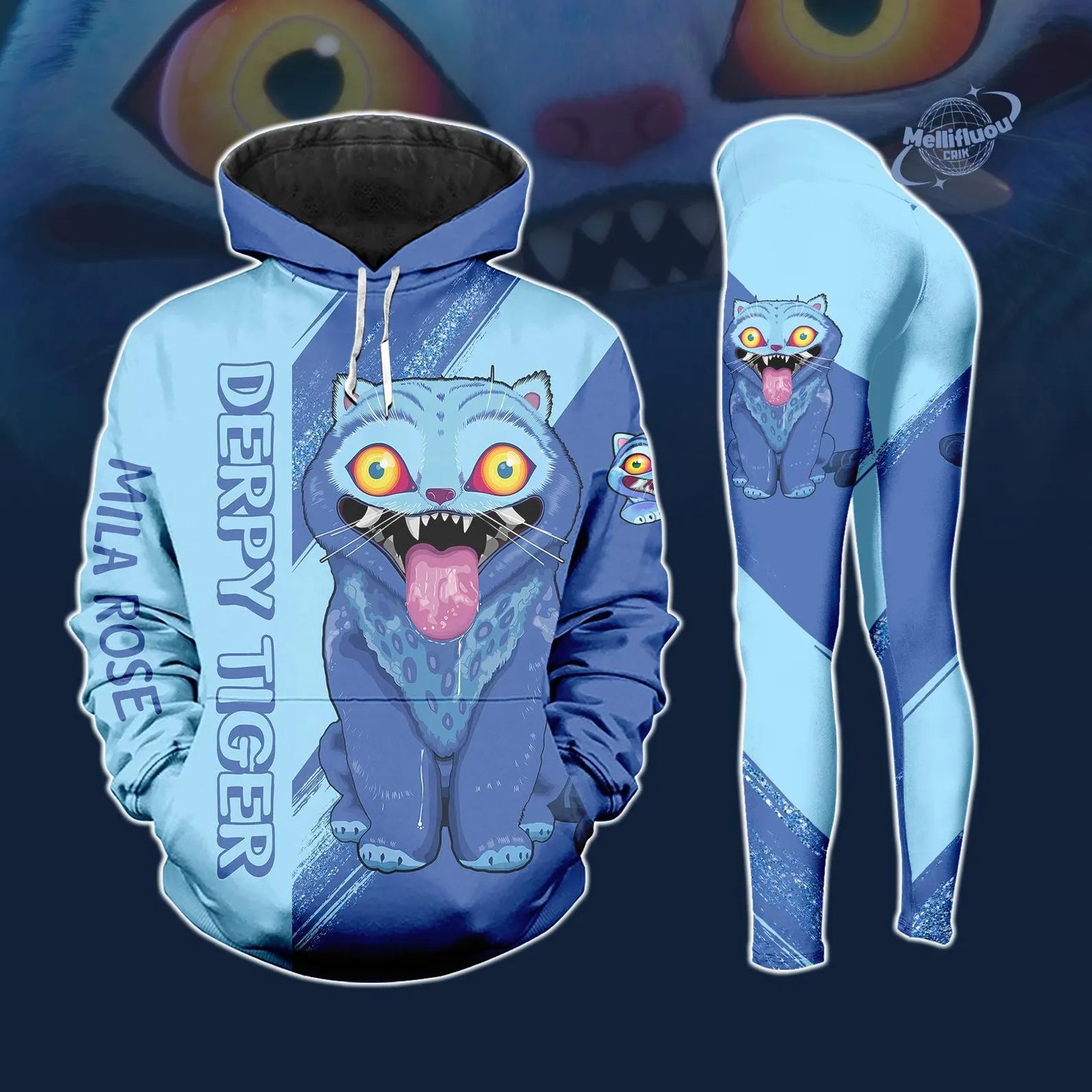 Kpop Demon Hunters Costume Hoodie, Derpy Tiger Costume Hoodie Legging Sets, Blue Tiger Pullover, Huntrix Kpop Movie Cosplay Outfits