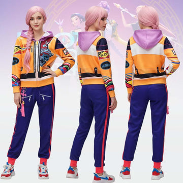 Rumi Cosplay Costume Set, Halloween K-pop Demon Hunters Outfit Set, Rumi Huntrix Kpop Hoodi, Cosplay Demon Hunter Jogger