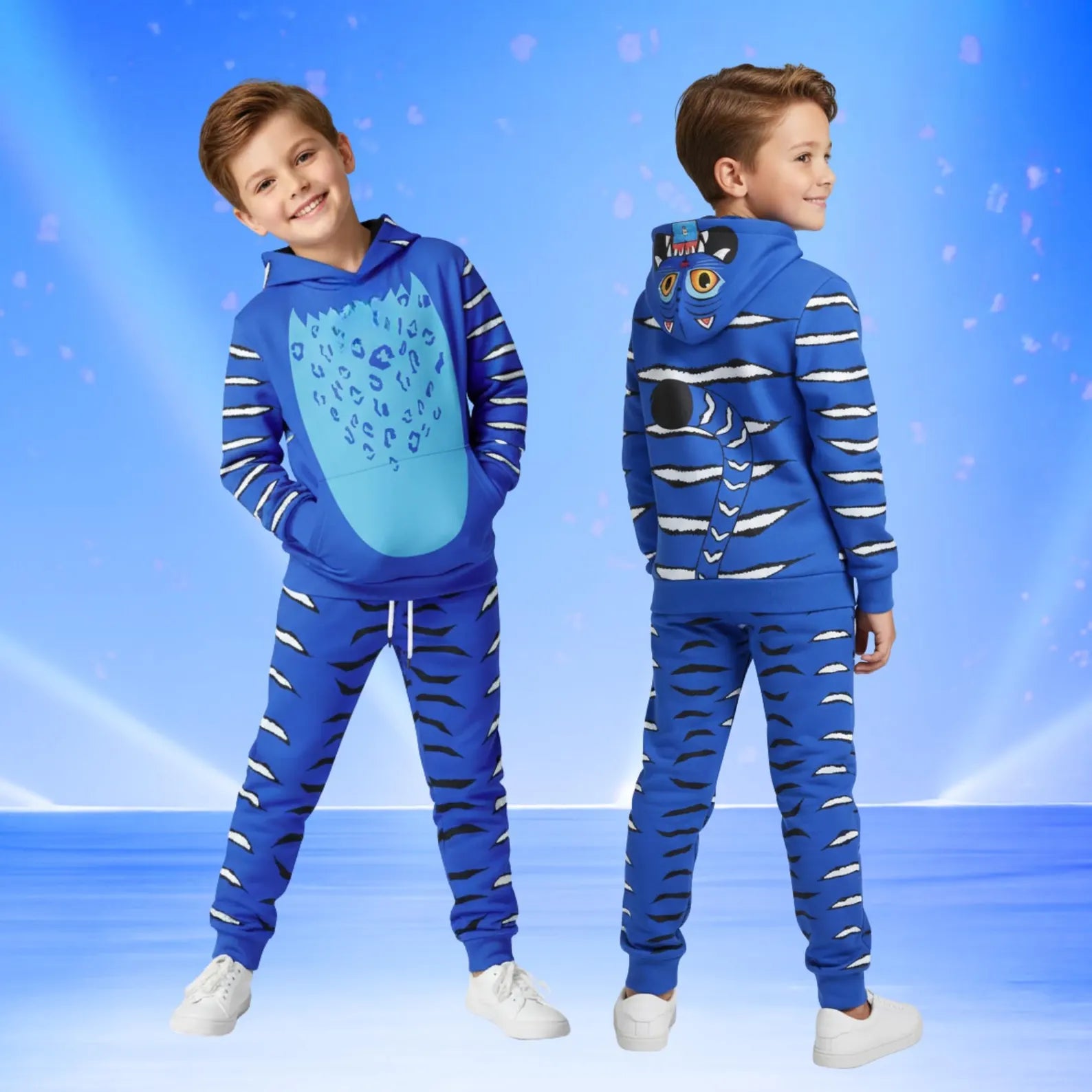 Derpy Tiger Costume Printed Hoodie Jogger Sets, Kpop Demon Hunters Costume Hoodie, Tiger Cosplay Set, Huntrix Kpop Movie Cosplay Outfit