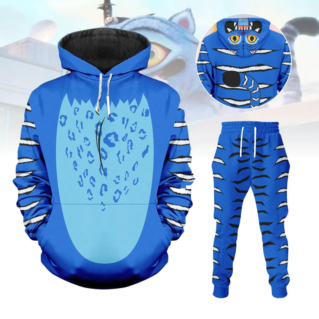 Derpy Tiger Costume Printed Hoodie Jogger Sets, Kpop Demon Hunters Costume Hoodie, Tiger Cosplay Set, Huntrix Kpop Movie Cosplay Outfit