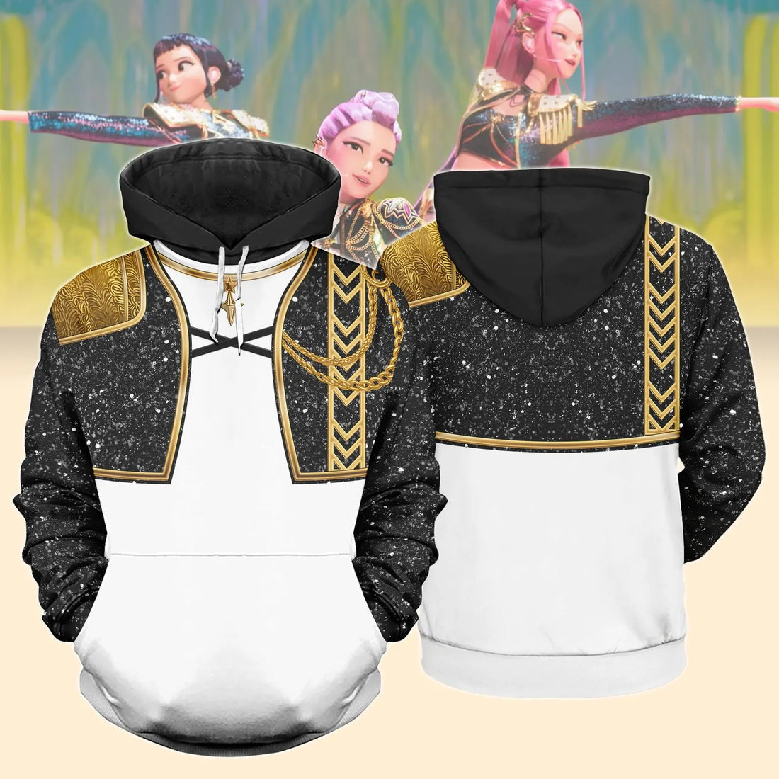 Rumi Kpop Demon Hunters Costume Hoodie, Golden Rumi Cosplay Shirt, Kpop Huntrix Sweatshirt, Huntrix Kpop Outfit, Halloween Gift For Her