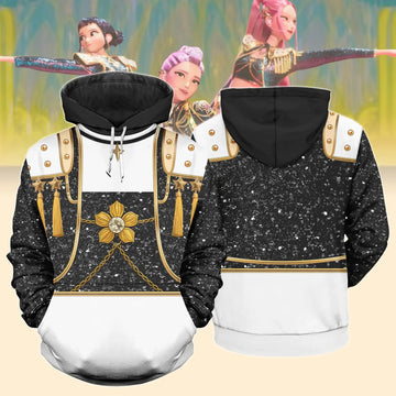 Mira Demon Hunters Black Gold Costume Hoodie, Mira Kpop Costume, Mira Cosplay Shirt, Huntrix Kpop Movie Sweatshirt, Halloween Gift