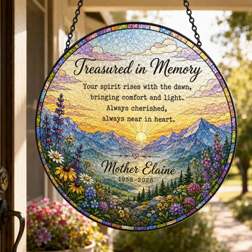Personalized Memorial Suncatcher, Stained Glass Sympathy Gift for Loss of Mother or Loved One, In Loving Memory Window Hanging