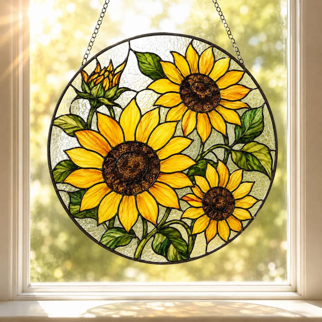 Flower Suncatcher, Stained Glass Style Window Hanging, Choose Tulip Lily Lotus Sunflower Rose Design, Floral Gift for Mom or Grandma