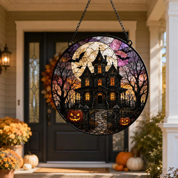 Haunted House Suncatcher, Stained Glass Halloween Window Hanging, Gothic Victorian Home Decor, Witchy Fall Decor Gift - Etsy Hong Kong