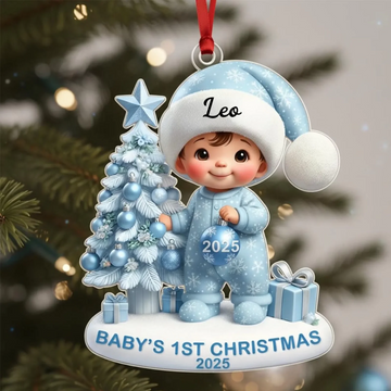 Babys First Christmas With Christmas Tree Personalized Acrylic Ornament Gift For Parents New Baby Gift
