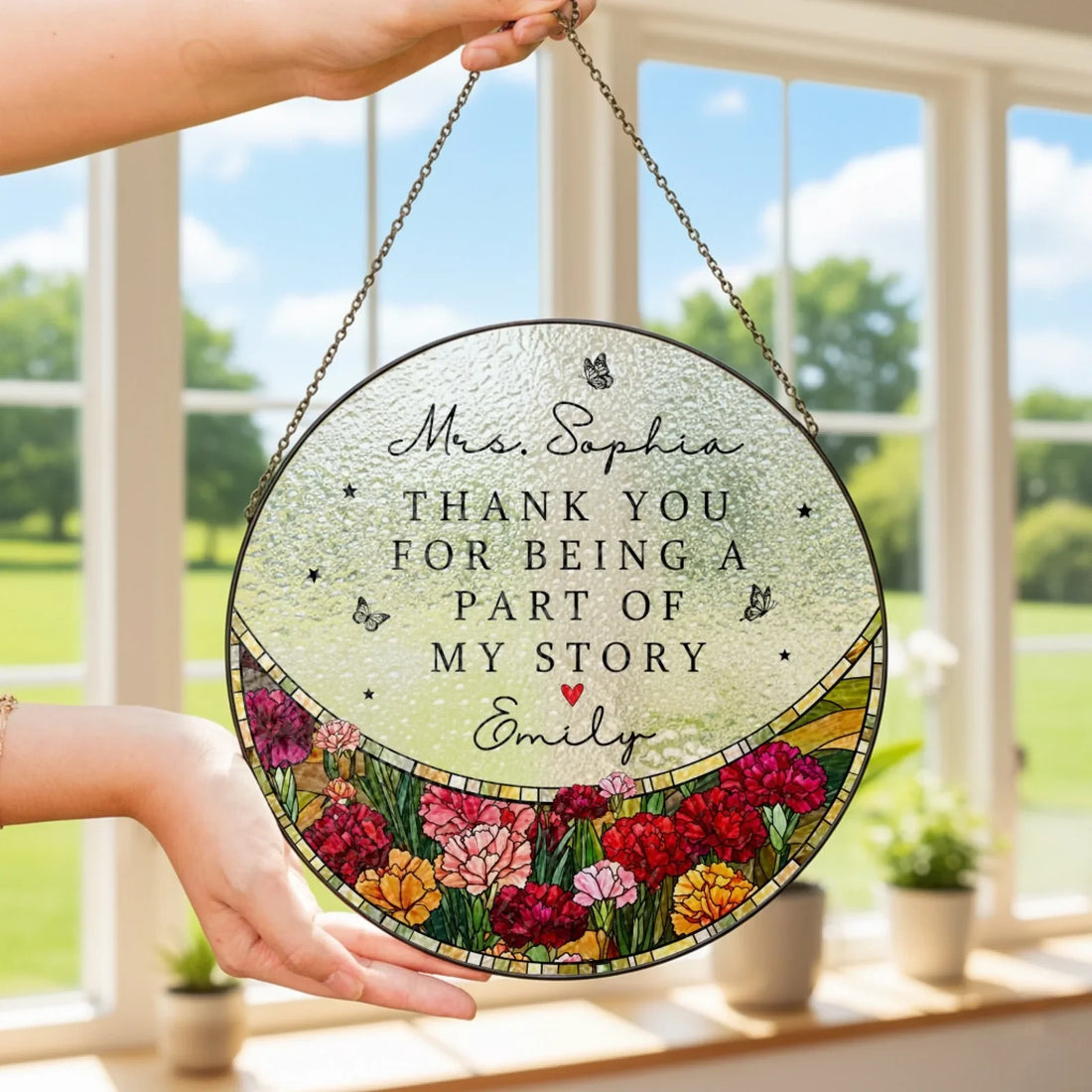 Thank You For Being A Part Of My Story Personalized Window Suncatcher Thank You Gift For Teacher Stained Glass Suncatcher Back To School Teacher Appreciation Gift Teacher Classroom Window