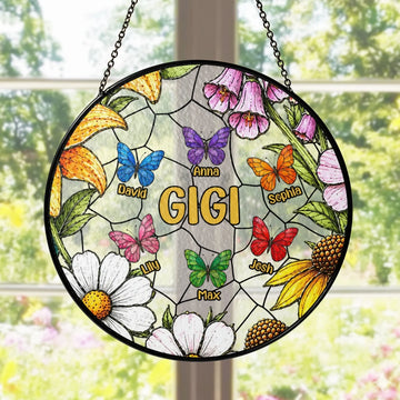 Gigis Heart Is Full Of Flowers And Love Personalized Window Stained Glass Custom Grandma Gift Floral Window Decor Gift From Grandkids