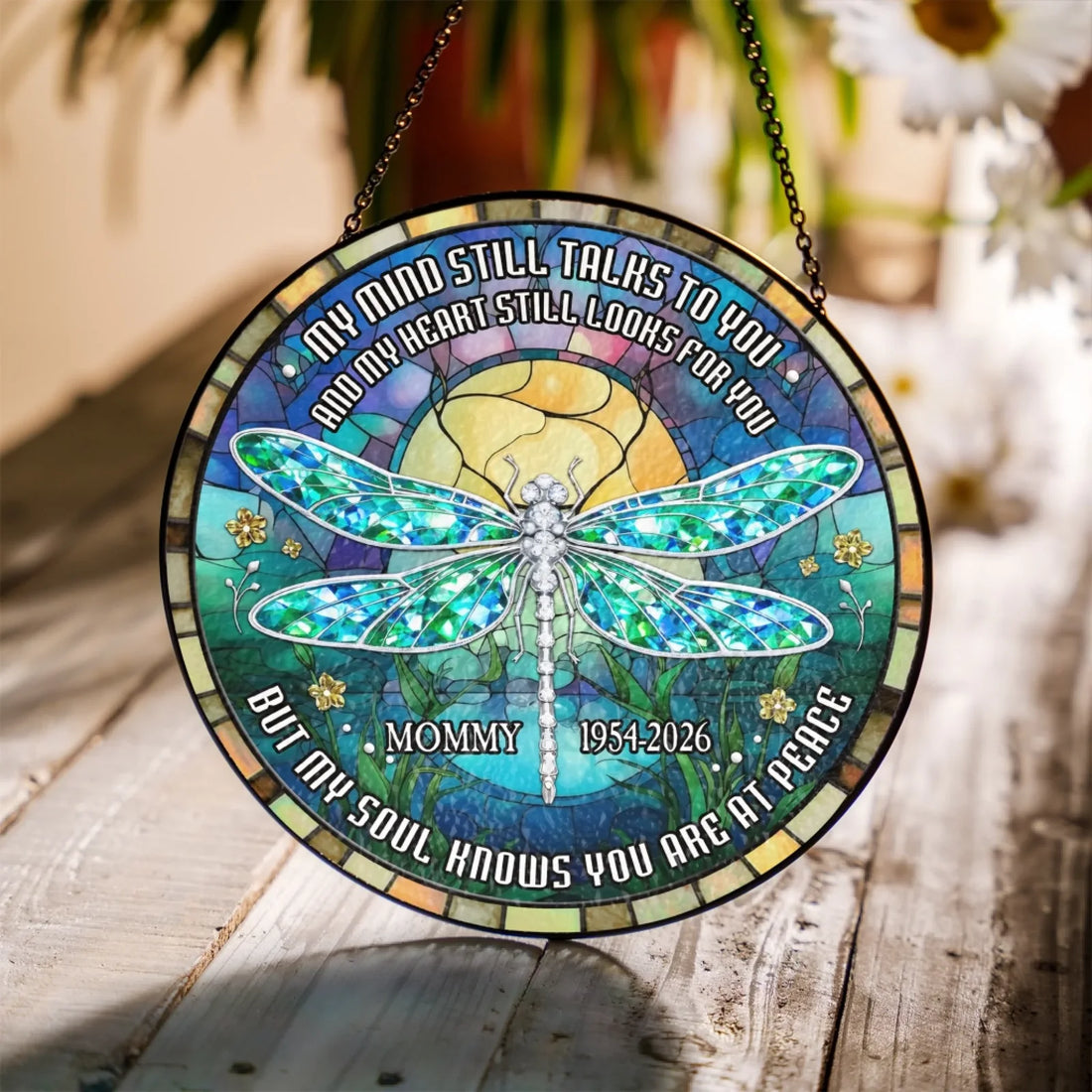 In Every Beam Of Light I Feel You Near Personalized Window Stained Glass Memorial Gift Sympathy Gift For Loss Of Loved One