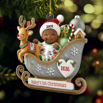 Babys 1St Christmas Sleigh Personalized Acrylic Ornamentnewborn Keepsakenew Baby Ornament Baby First Christmas Gift