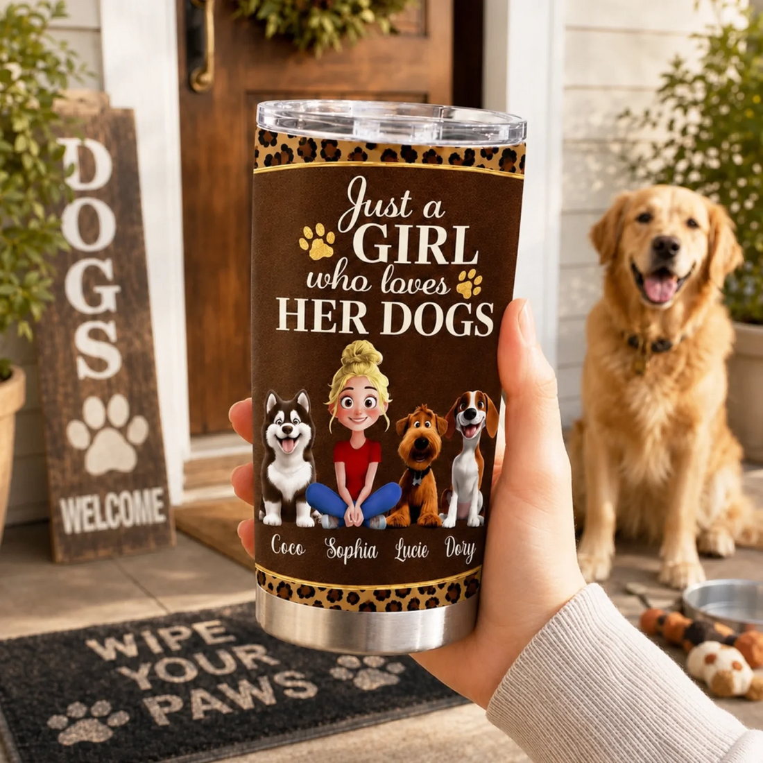 Chic Dog Mom Personalized Tumbler Custom Dog Mom Leopard Tumbler Gift For Dog Mom