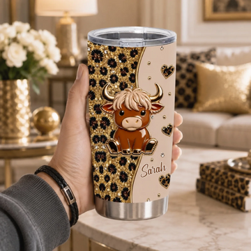 Cute Baby Highland Cow Personalized Tumbler Gift For Cow Lovers Highland Cow Lovers Gift For Her Family Friend Gift