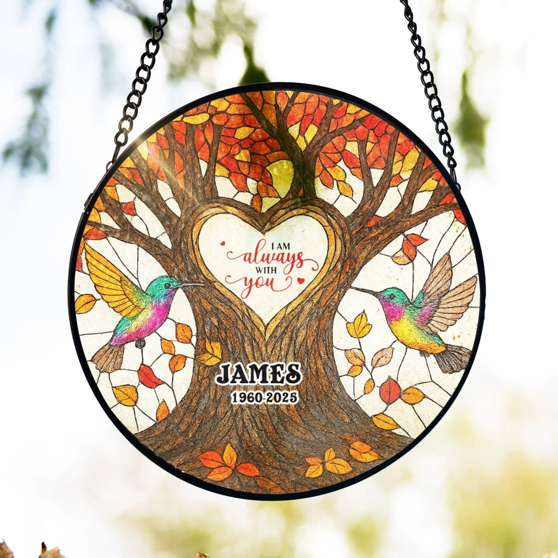 I Am Always With You Personalized Window Hanging Stained Glass Memorial Gift For Loss Of Loved One