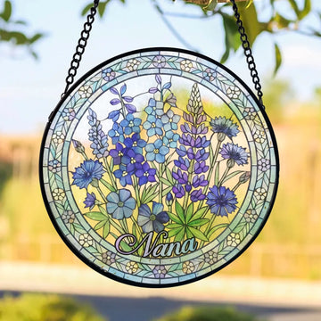 Birth Flower Mama Garden Personalized Window Stained Glass Custom Birth Flower Gift For Mama Nana