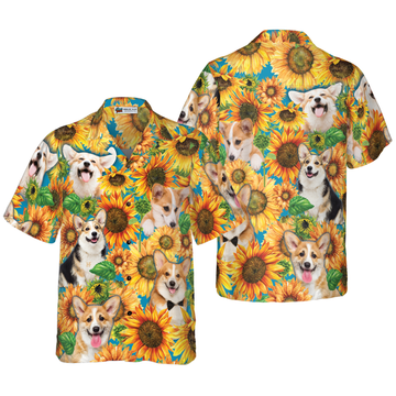 Corgi Lovers With Sunflower Hawaiian Shirt