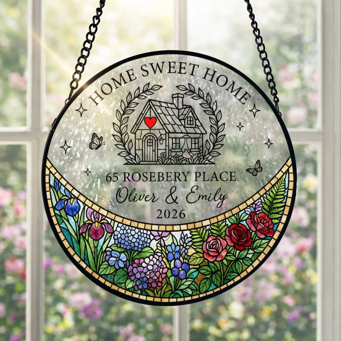 Our First Sweet Home Personalized Window Stained Glass New Home Gift Housewarming Gift For Couple Family