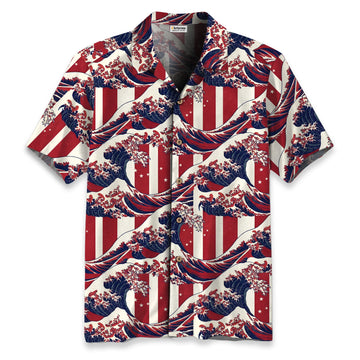 America 250 Seamless Striped Tides Hawaiian Shirt