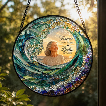 The Waves Carry Your Memory Personalized Window Stained Glass Memorial Gift For Loss Of Loved One