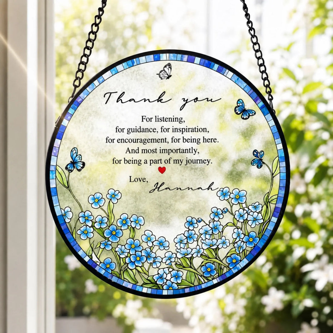 Thank You Mentor Personalized Window Suncatcher Thank You Suncatcher Gift For Mentor Floral Window Hanging Keepsake Appreciation Suncatcher