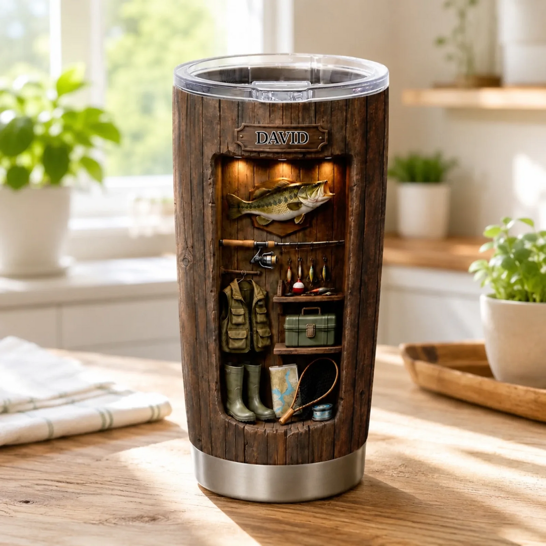 The Fishing Legend Personalized Tumbler Custom 3D Effect Tumbler Custom Name Fishing Gear Cup Bass Fishing Gift For Dad