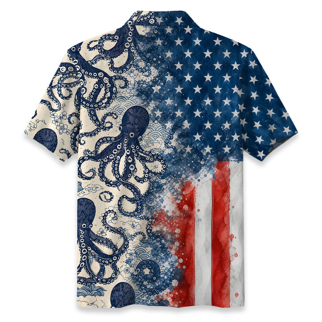 America 250 Blue Ocean Octopus Hawaiian Shirt