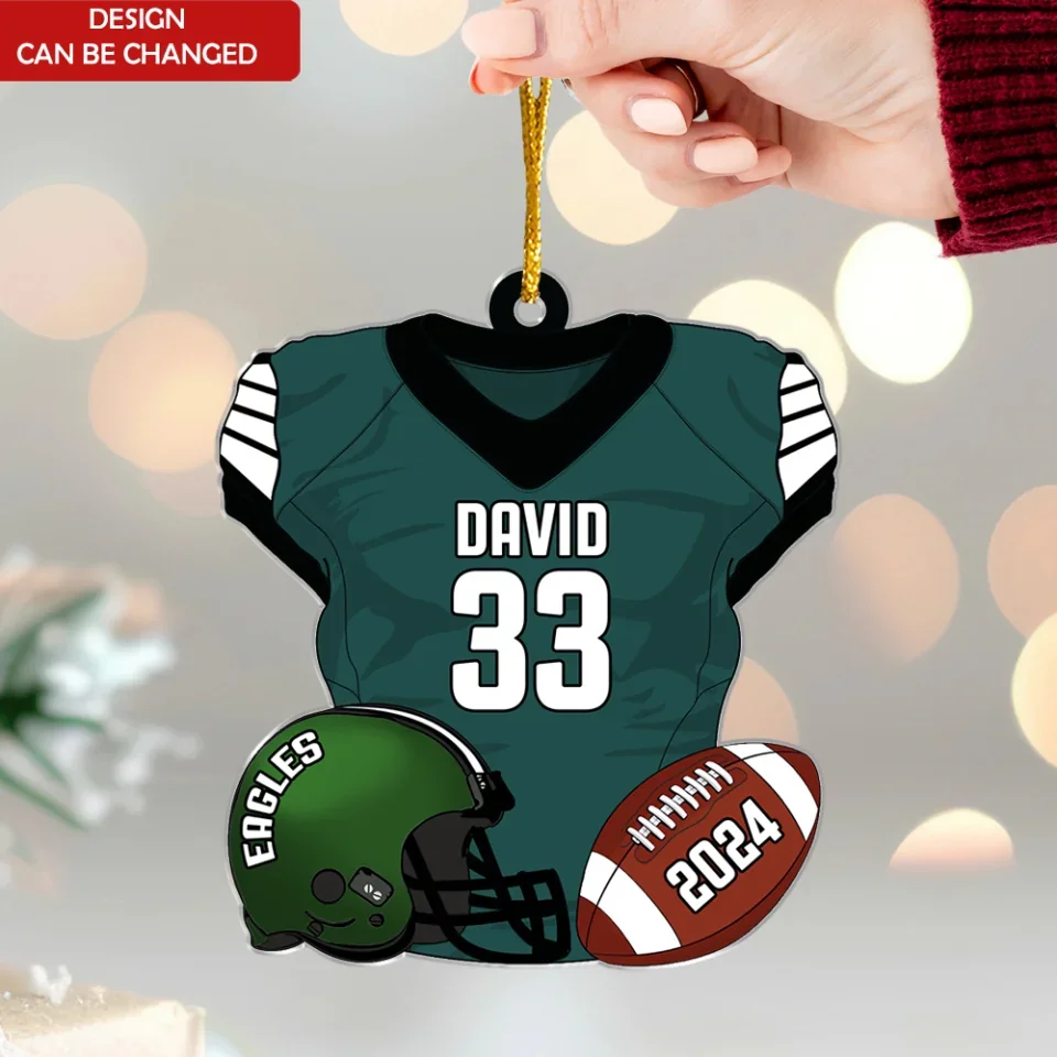 American Football Uniform Personalized Acrylic Ornament Christmas Football Ornament For Football Fan