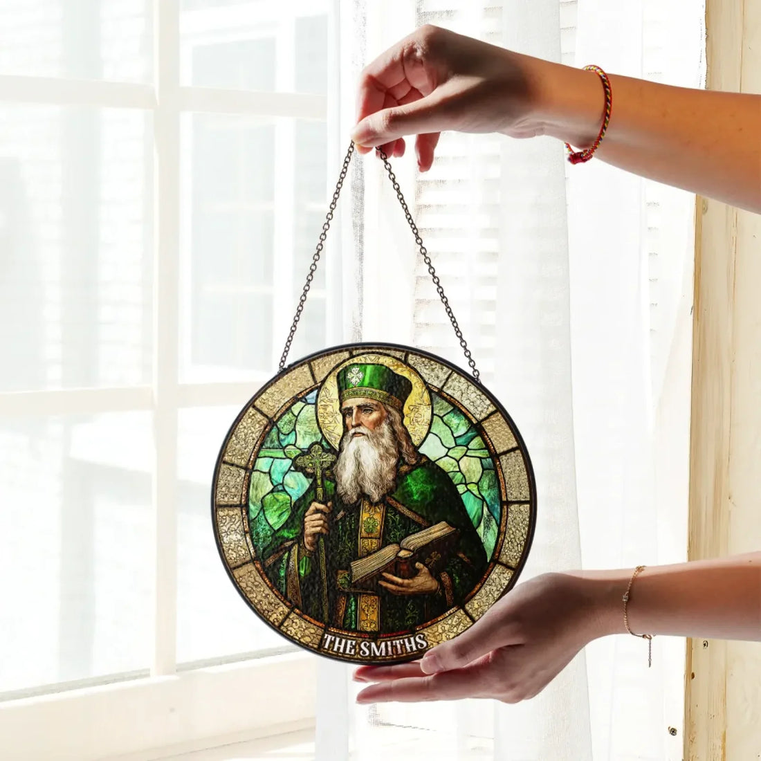 Saint Patrick Personalized Window Stained Glass Window Suncatcher St Patricks Day Home Decor Irish Gift Lucky Gift