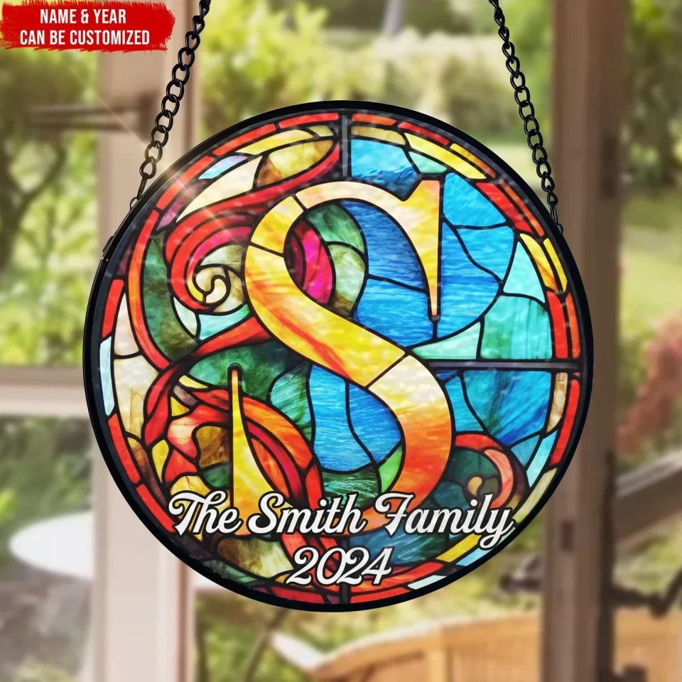 Vibrant Alphabet Personalized Window Stained Glass Hanging Family Decor Memorial Gift