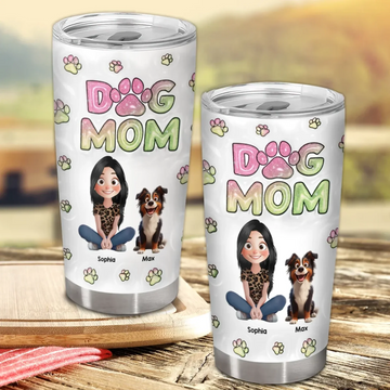 Dog Mom Lovely Chibi Personalized Tumbler Gift For Dog Mom Dog Dad