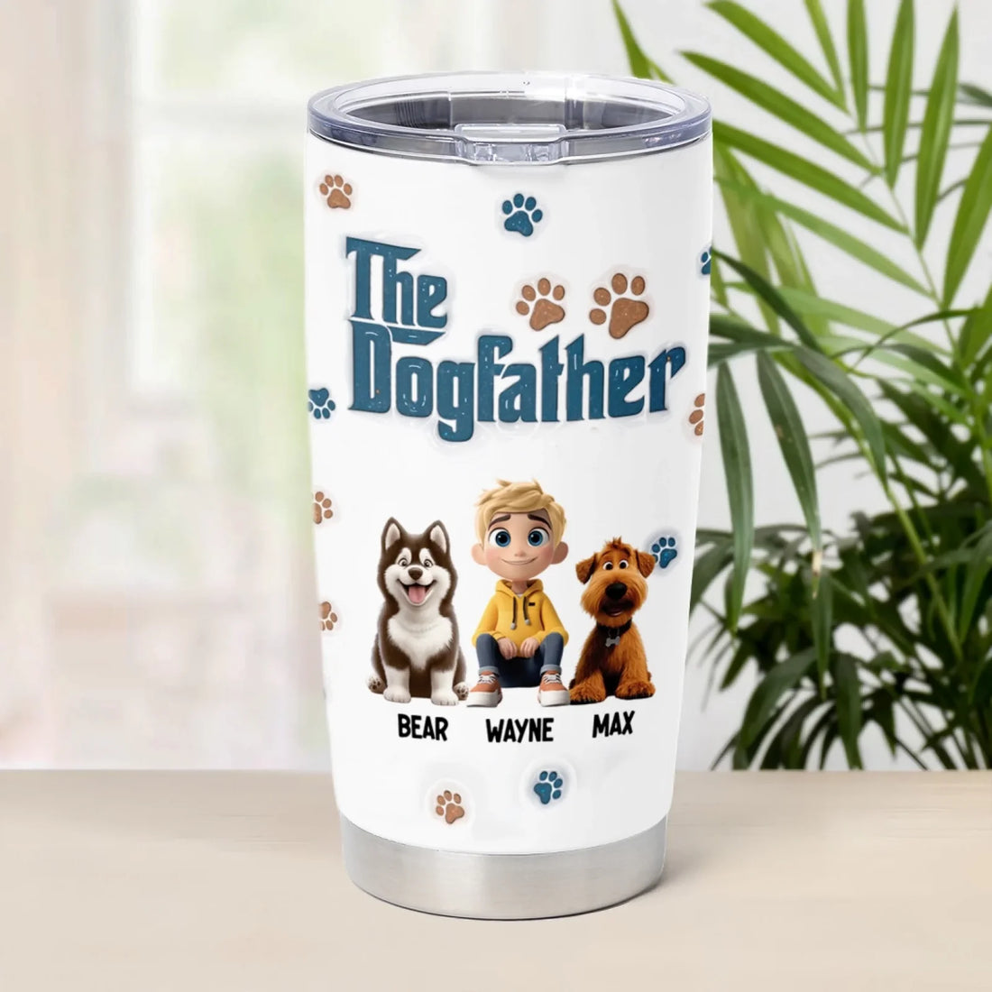 Dog Dad The Dogfather Lovely Chibi Personalized Tumbler Gift For Dog Dad Dad Lover Gift