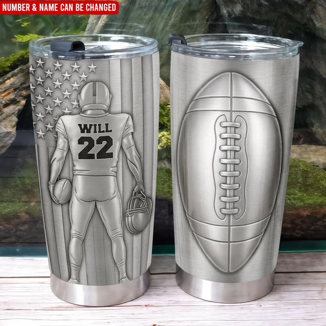 American Flag Football Is My Life Personalized Tumbler Gift For Football Lovers